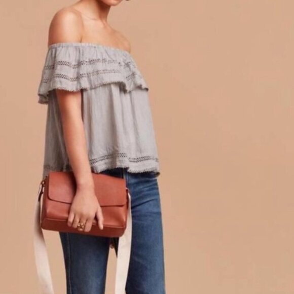 NWT Wilfred Aritzia Hollande off shoulder  Blouse in Ashen Grey XXS - Picture 1 of 16
